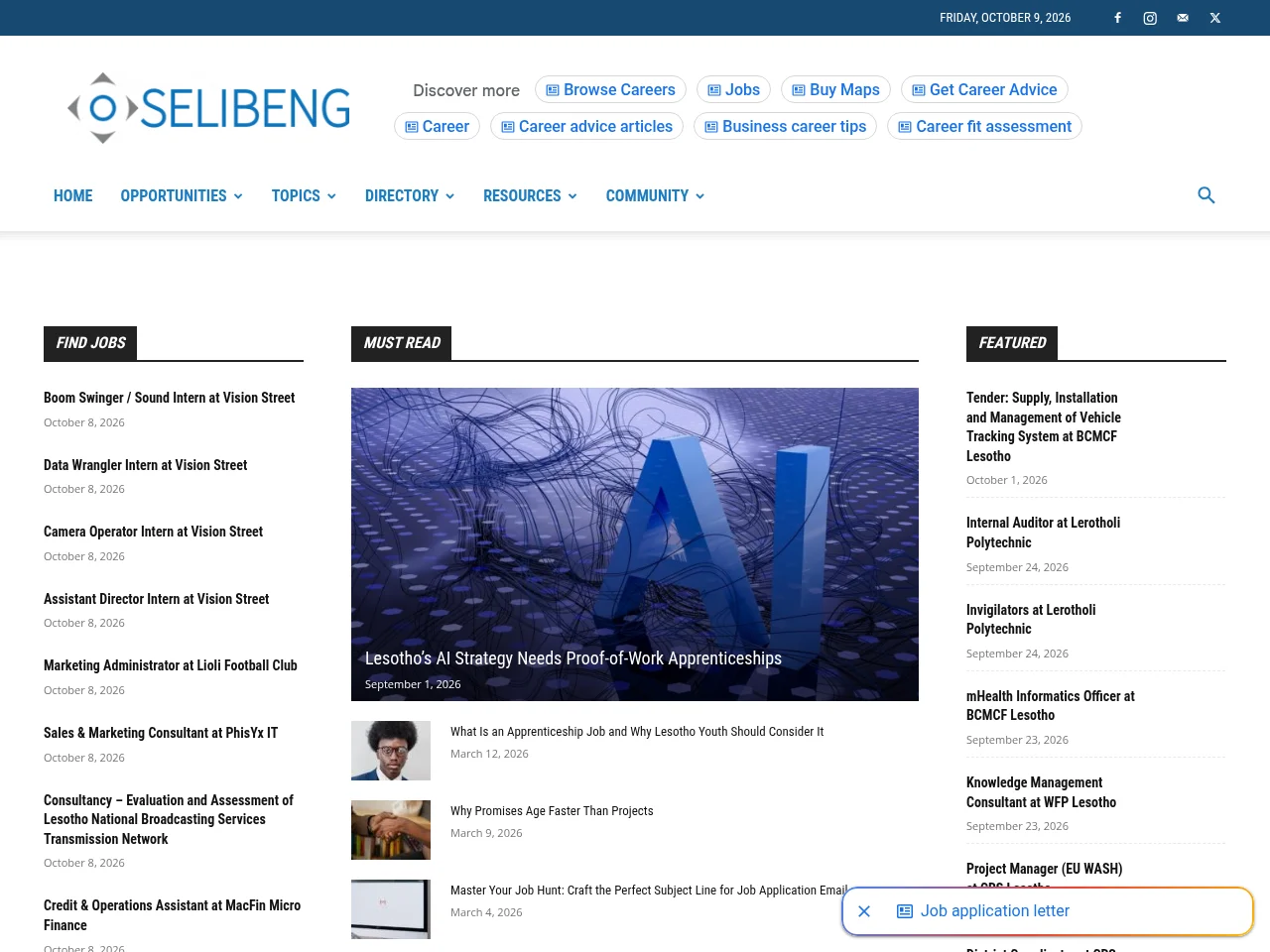 Selibeng website screenshot