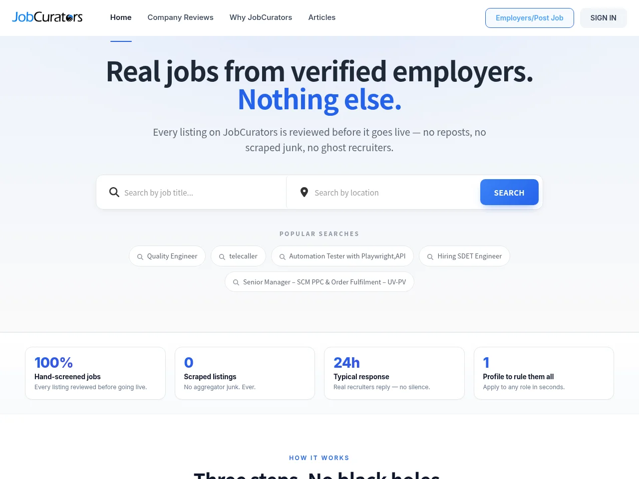 JobCurators website screenshot