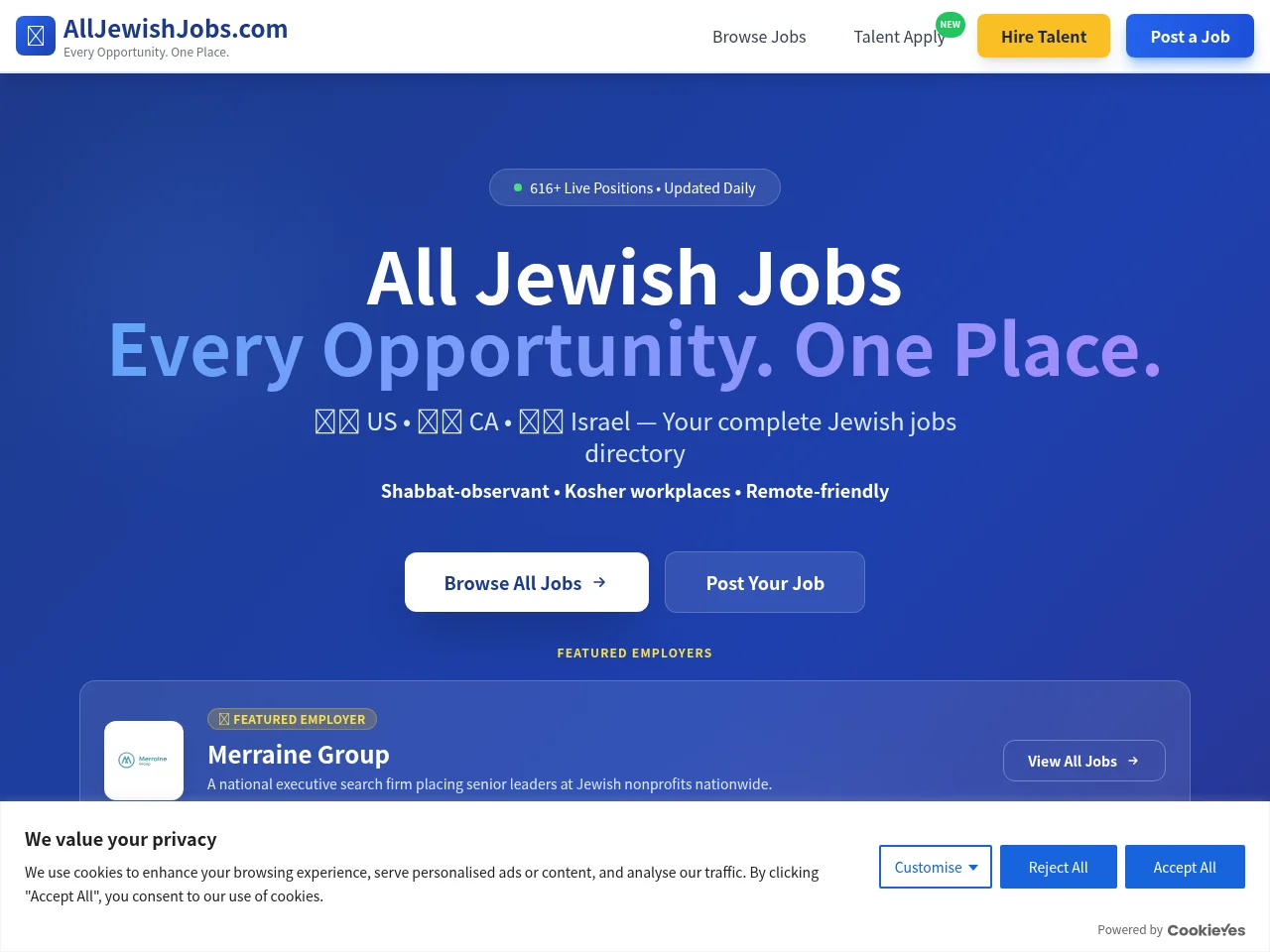All Jewish Jobs website screenshot