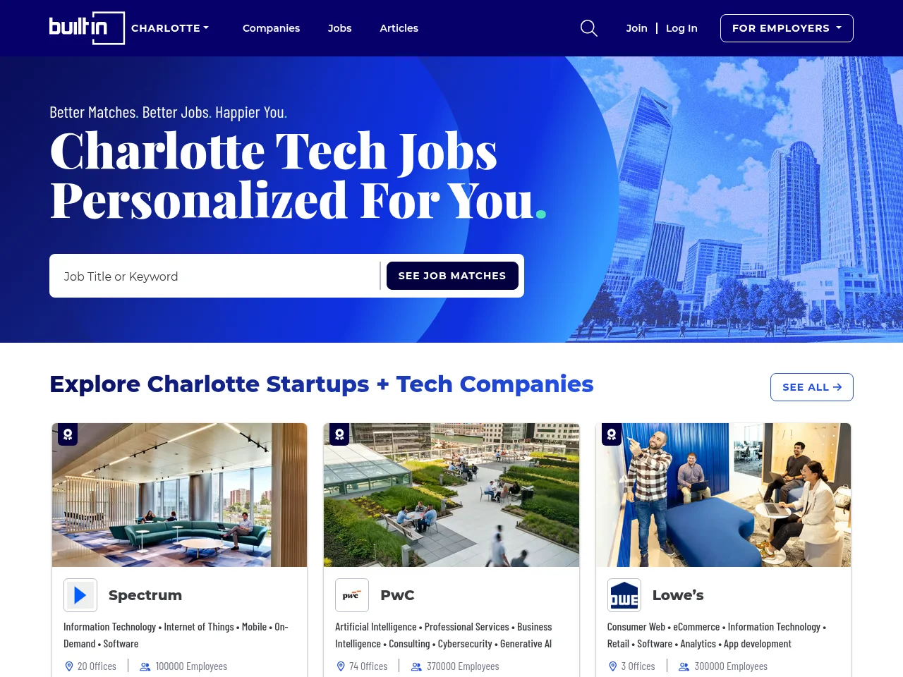 Built In Charlotte screenshot Built In Charlotte website screenshot