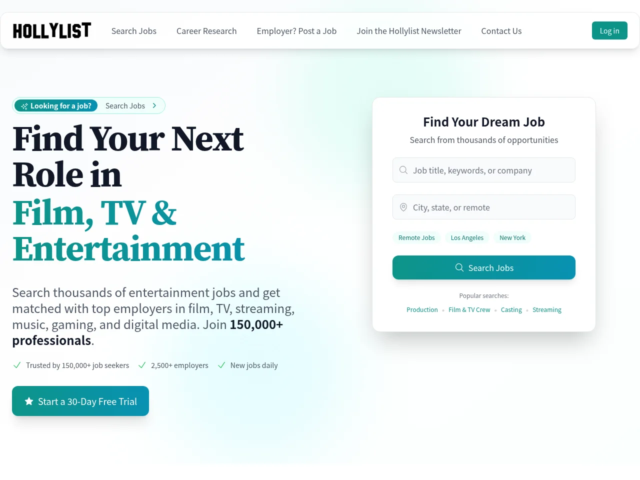 Hollylist website screenshot