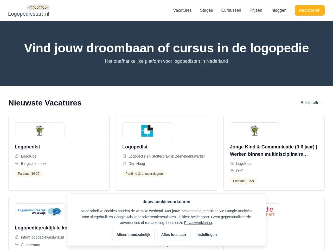 Logopediestart website screenshot