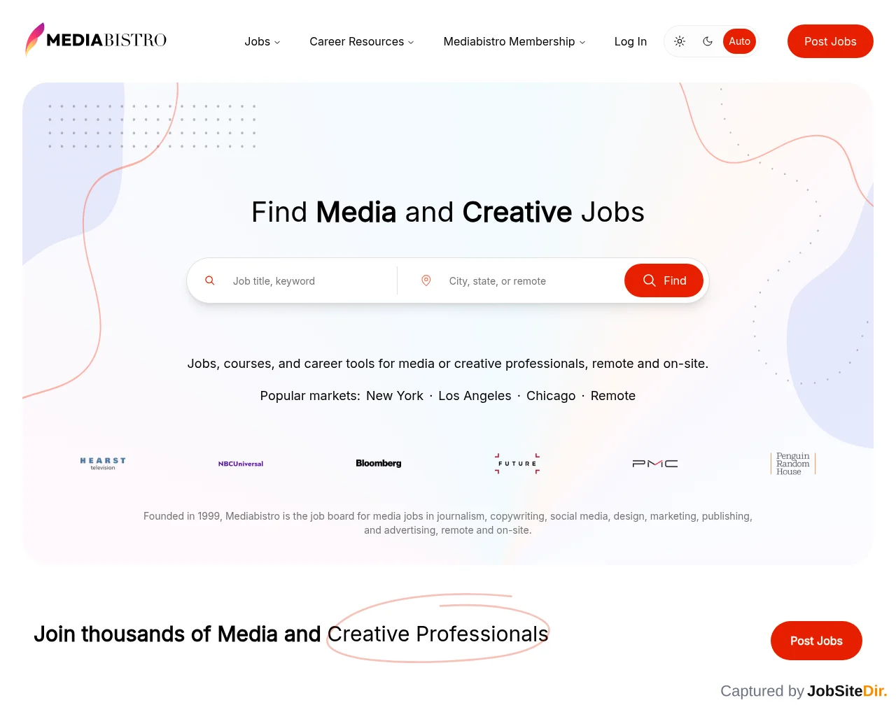Mediabistro screenshot Mediabistro website screenshot