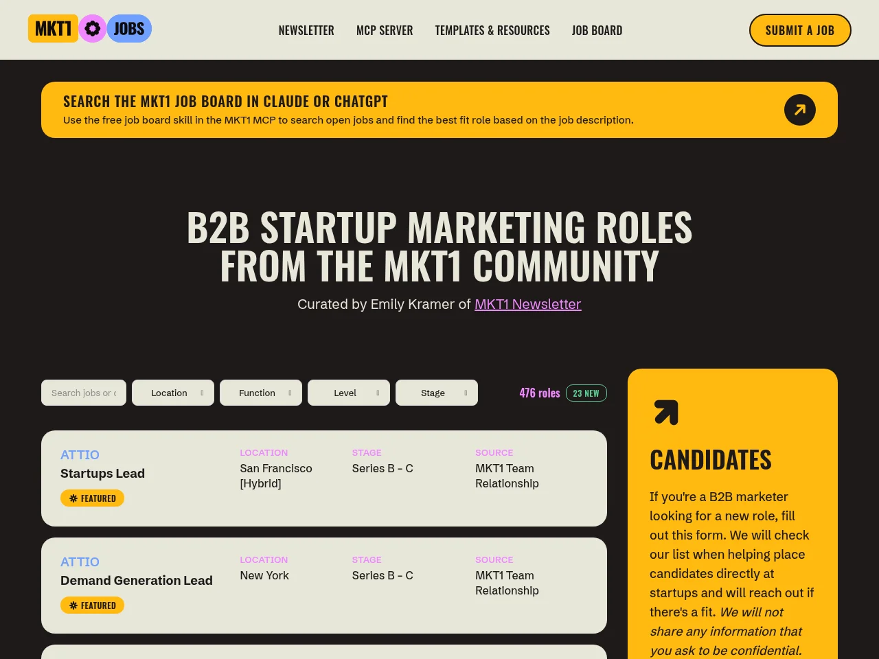 MKT1 website screenshot