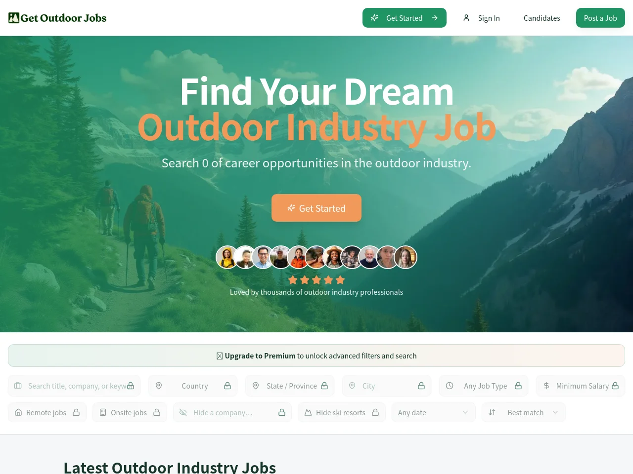 Get Outdoor Jobs screenshot Get Outdoor Jobs website screenshot