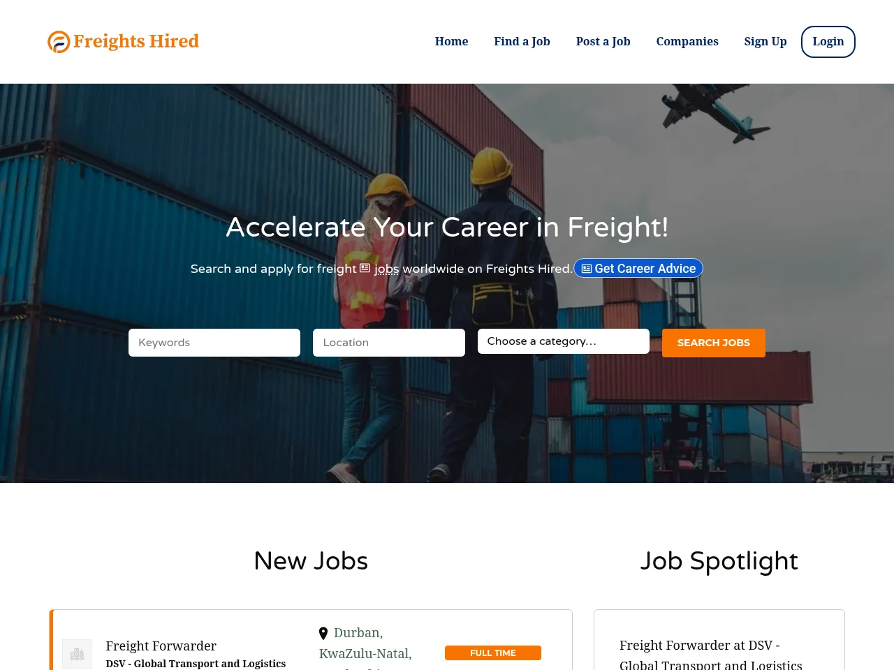 Freights Hired website screenshot