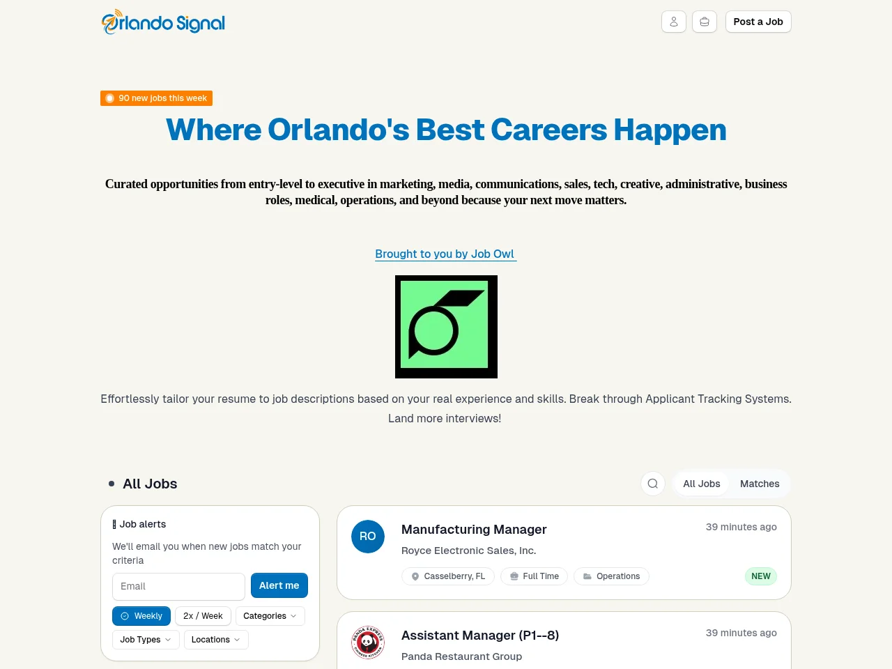 Orlando Signal Job Board website screenshot