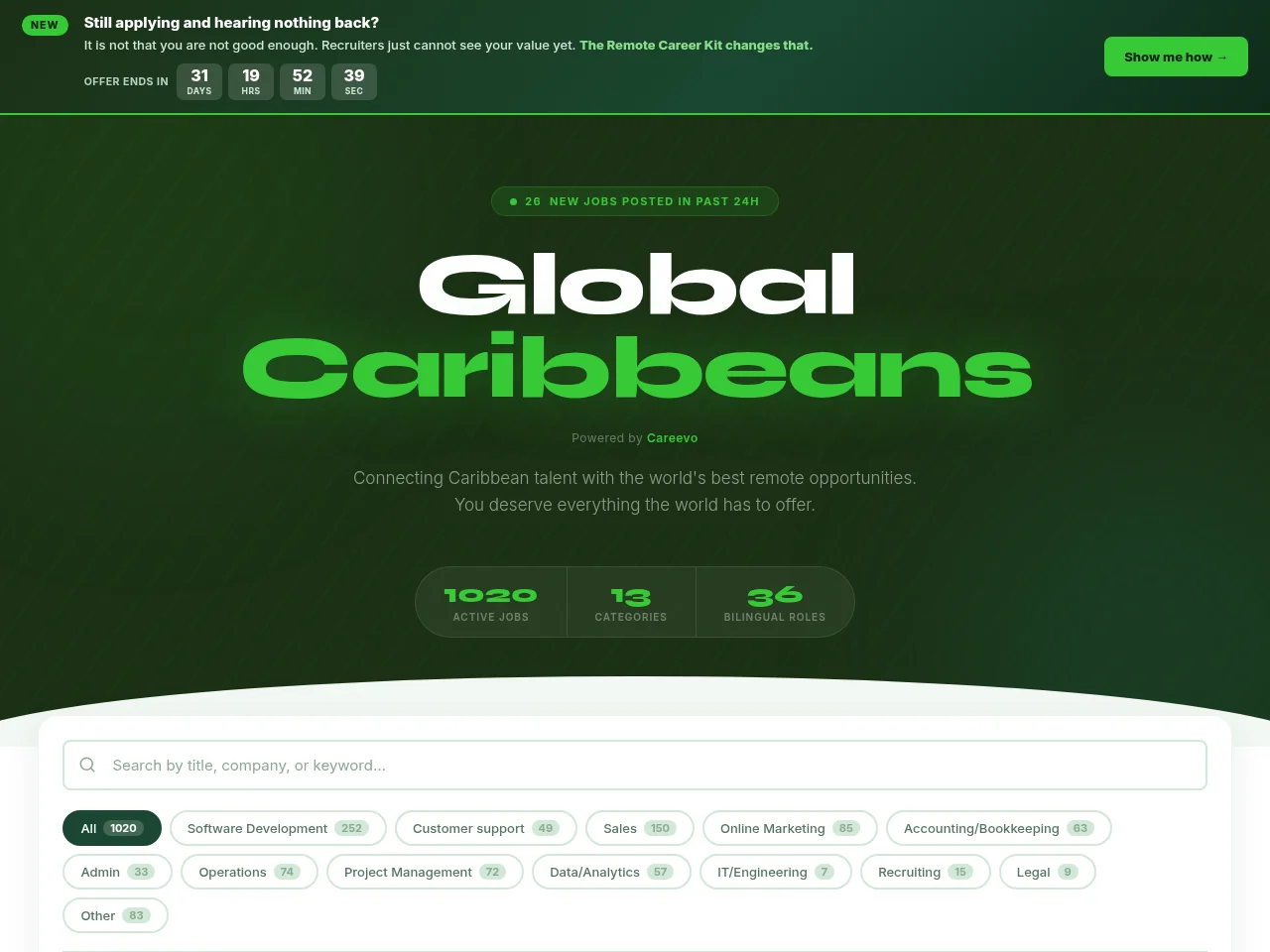 Global Caribbeans website screenshot
