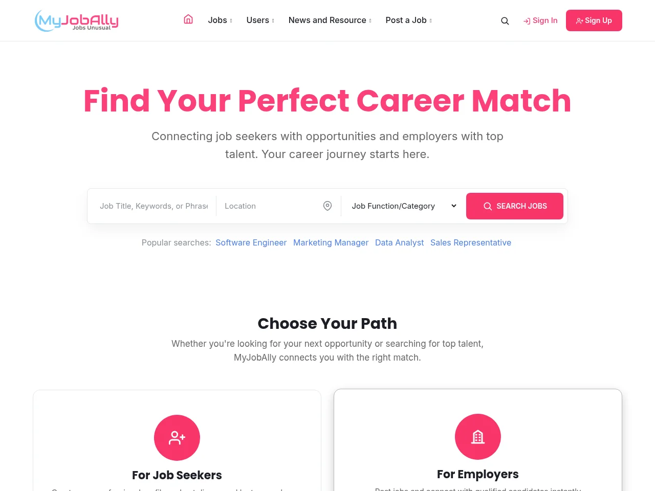 MyJobAlly screenshot MyJobAlly website screenshot