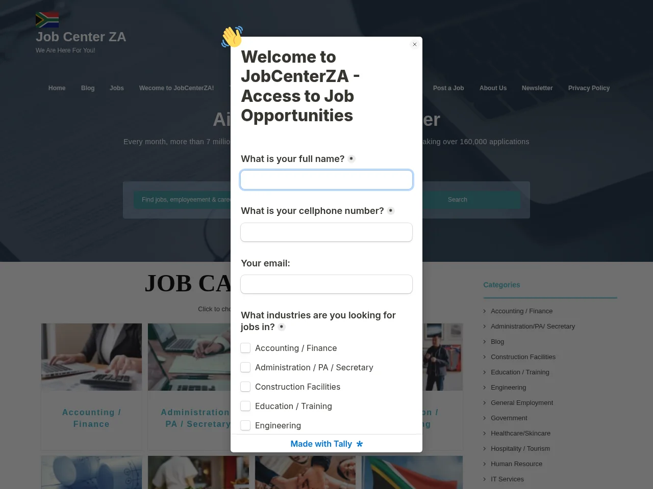 Job Center ZA screenshot Job Center ZA website screenshot