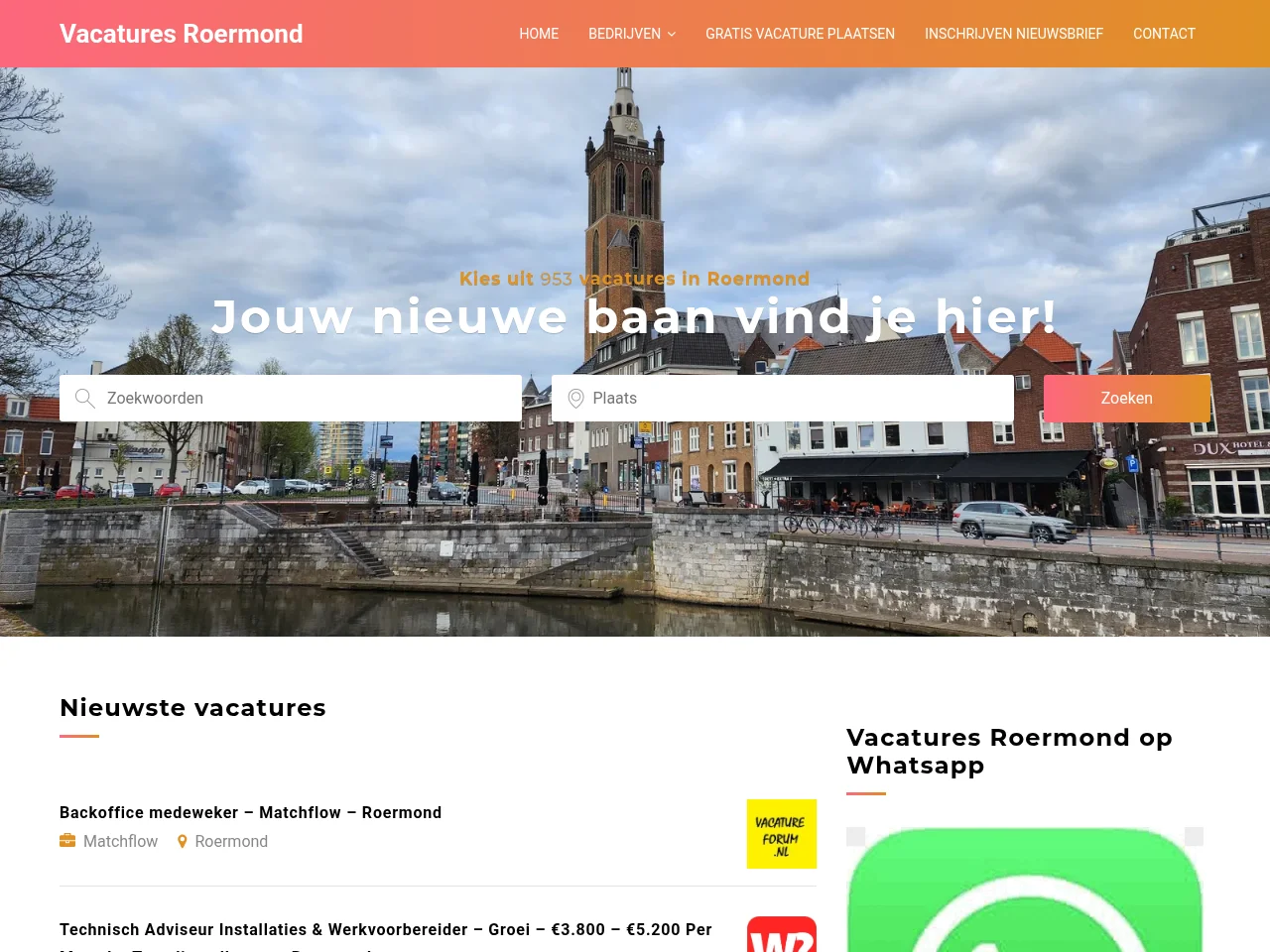 Vacatures Roermond website screenshot