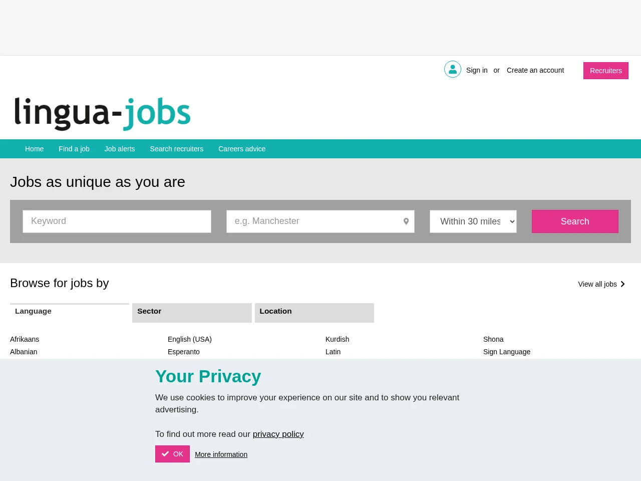 Lingua-Jobs screenshot Lingua-Jobs website screenshot