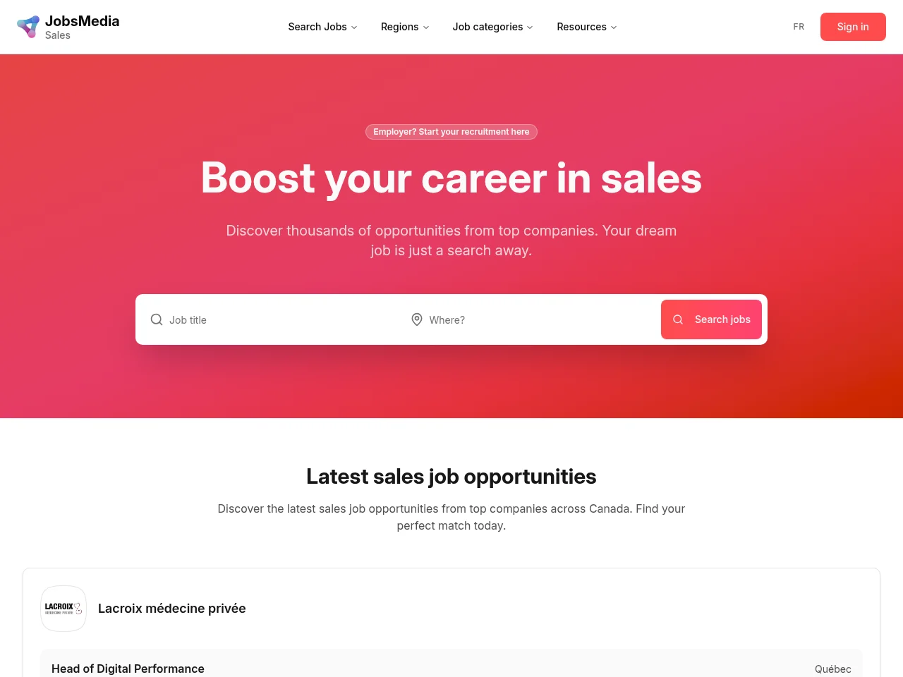 Sales Jobs | JobsMedia website screenshot