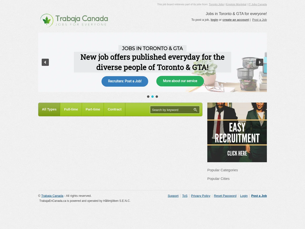 TrabajaenCanada website screenshot