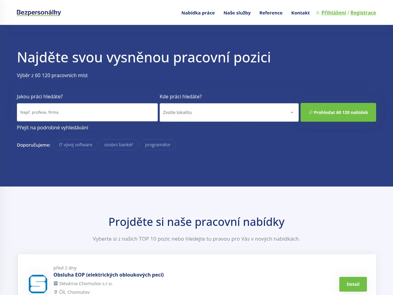 Bezpersonalky website screenshot