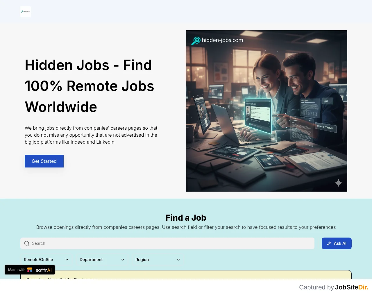Hidden Jobs website screenshot