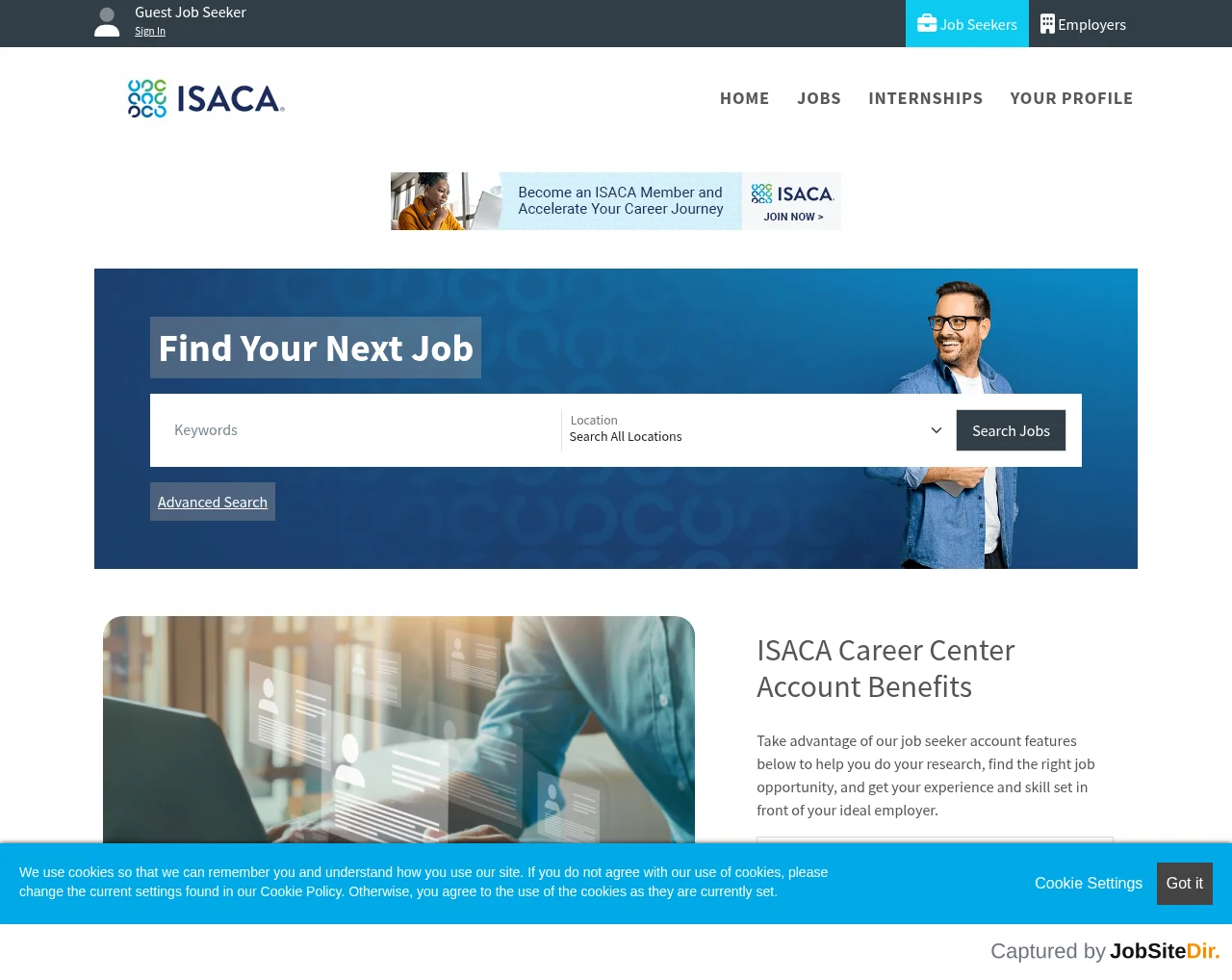 ISACA Career Center screenshot ISACA Career Center website screenshot