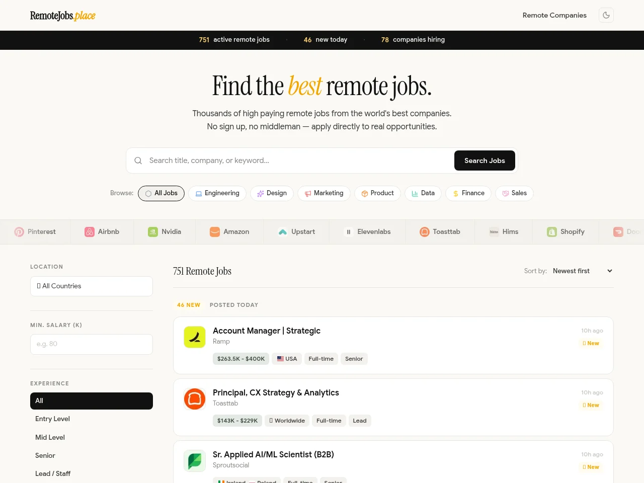 RemoteJobs website screenshot