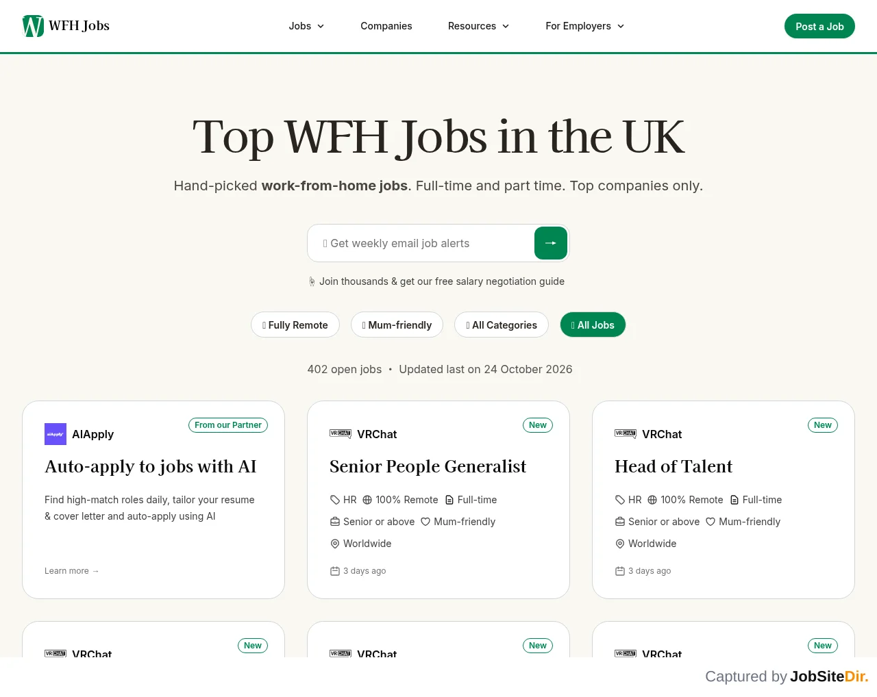 WFH Jobs screenshot WFH Jobs website screenshot