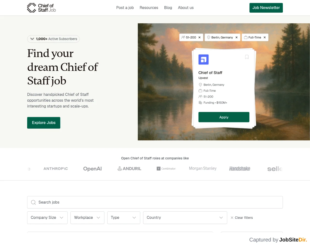 Chief of Staff Job website screenshot