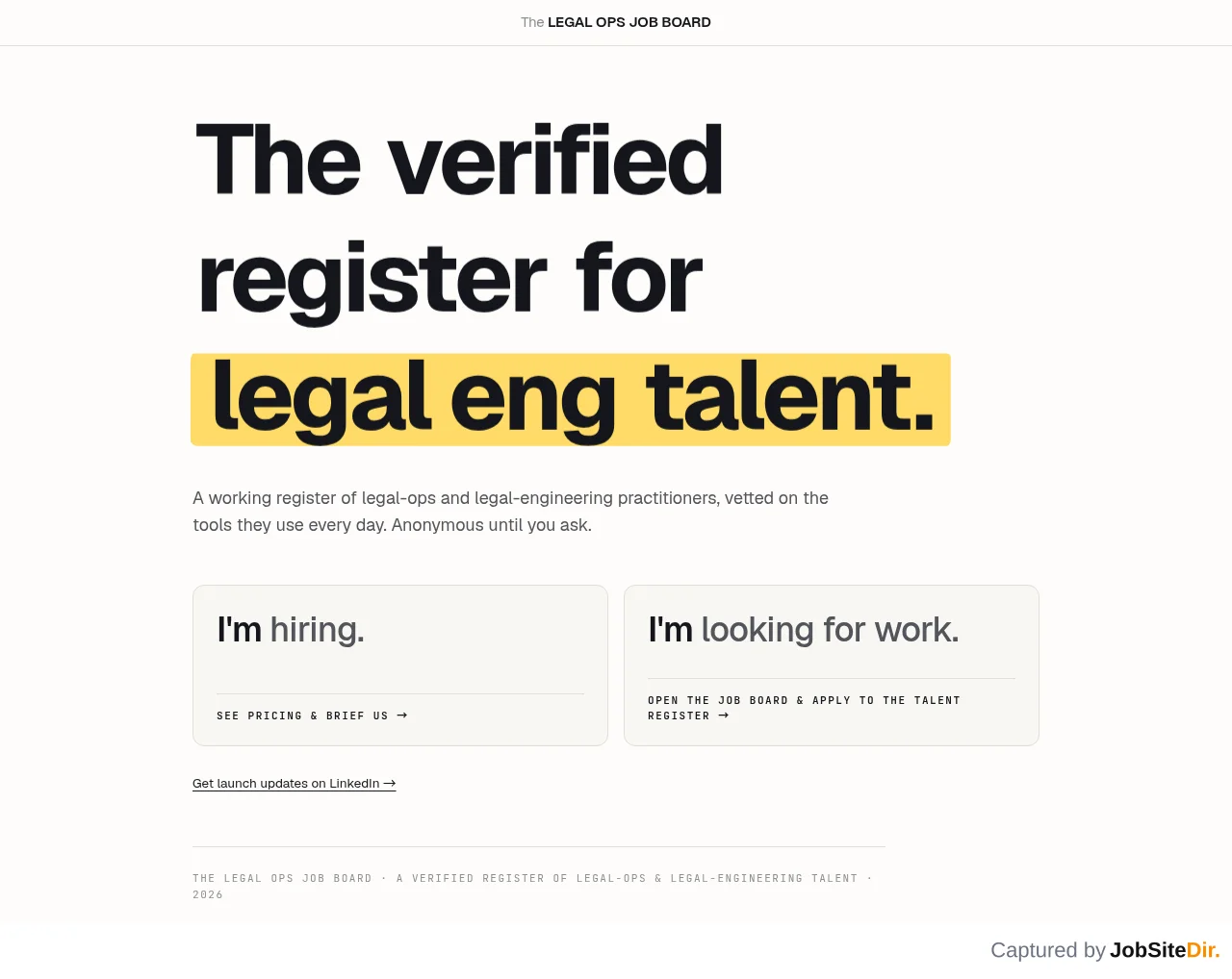 The Legal Ops Job Board website screenshot