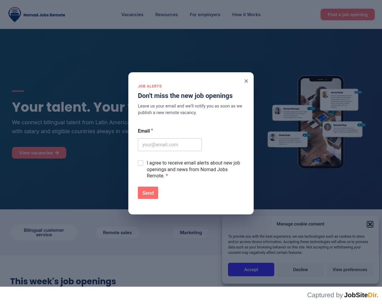 Nomad Jobs Remote website screenshot