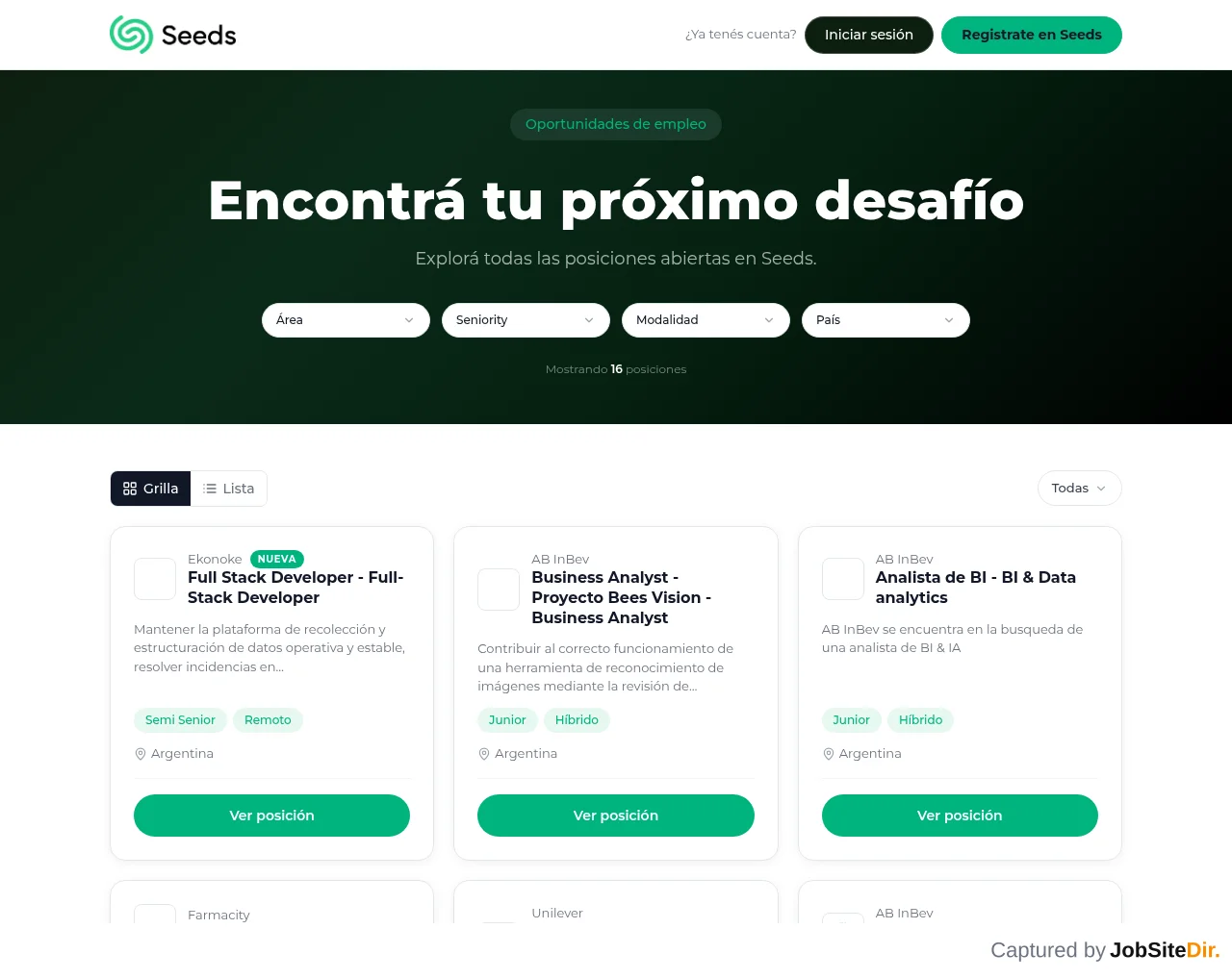 Seeds screenshot Seeds website screenshot