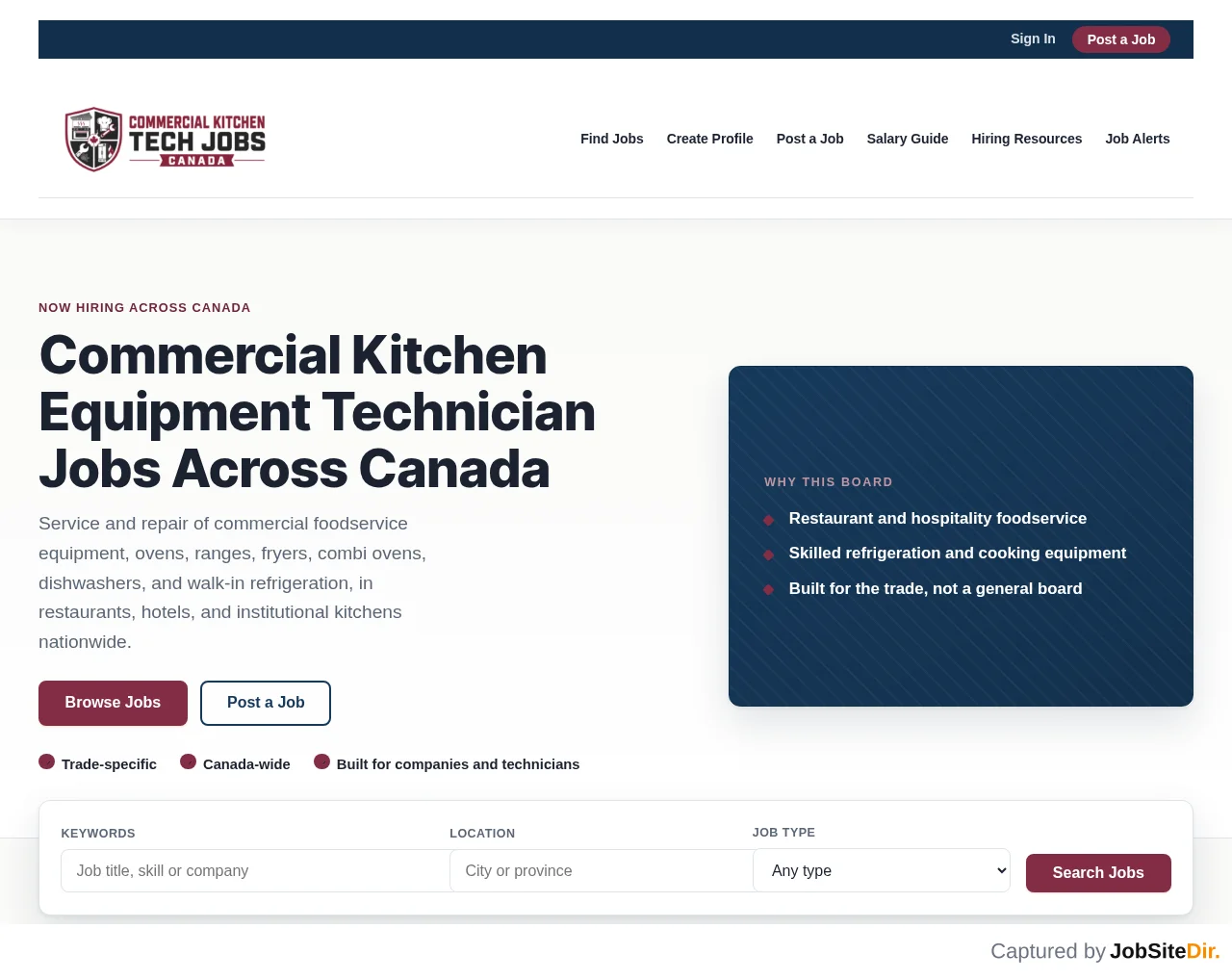 Commercial Kitchen Tech Jobs screenshot Commercial Kitchen Tech Jobs website screenshot
