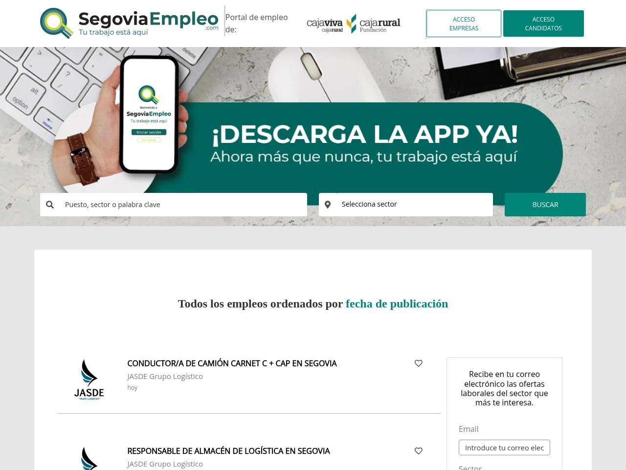 Segovia Empleo website screenshot