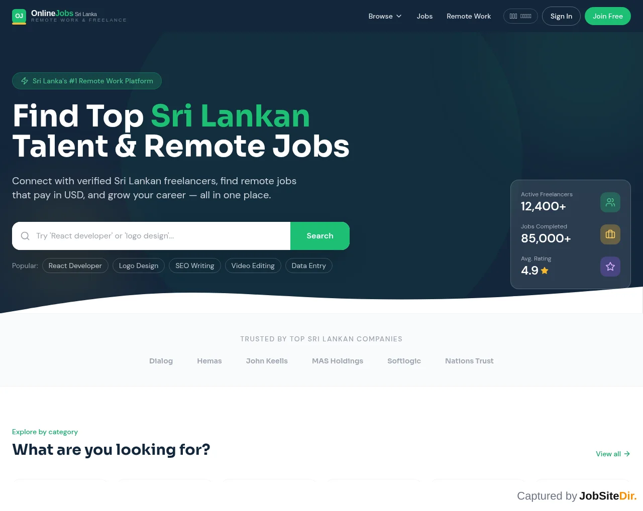 Online Jobs Sri Lanka screenshot Online Jobs Sri Lanka website screenshot