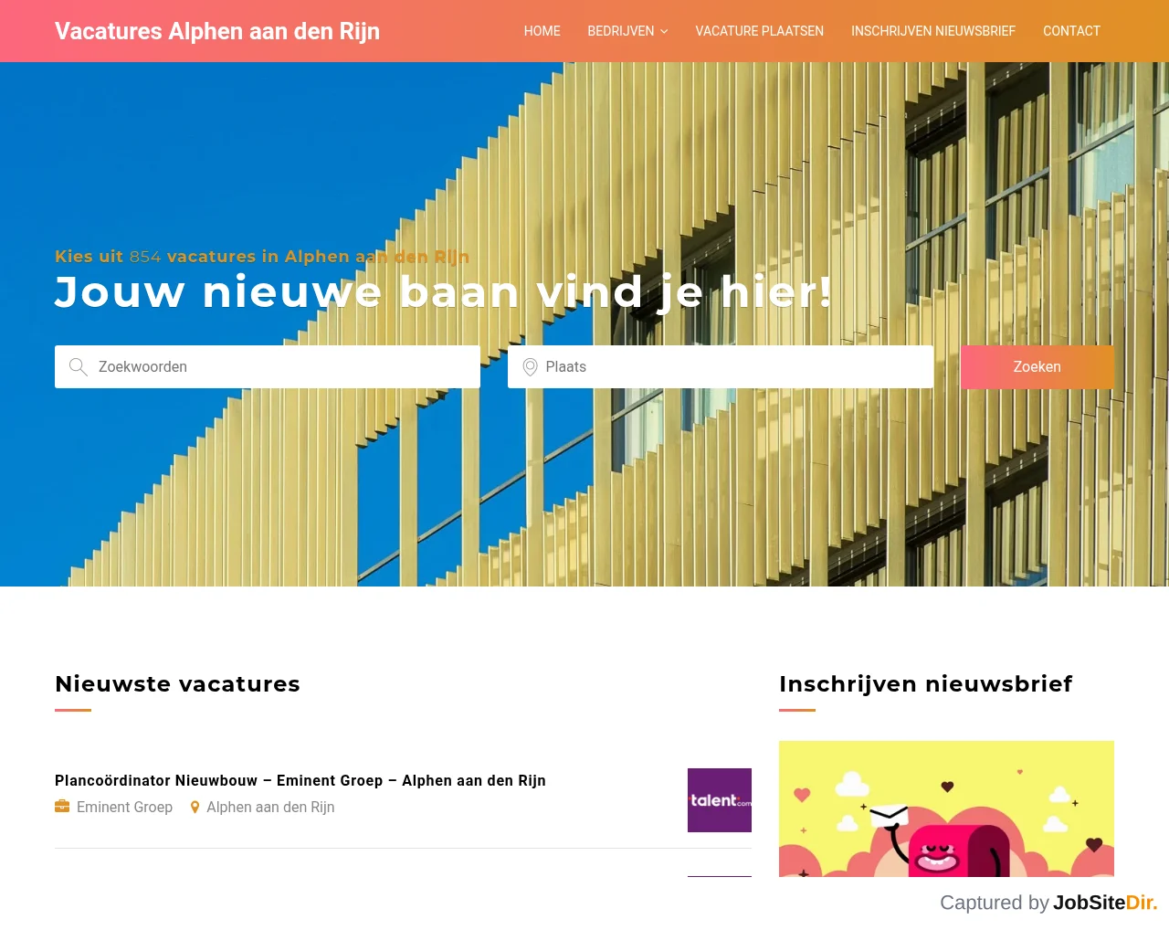 Vacatures Alphen aan den Rijn screenshot Vacatures Alphen aan den Rijn website screenshot