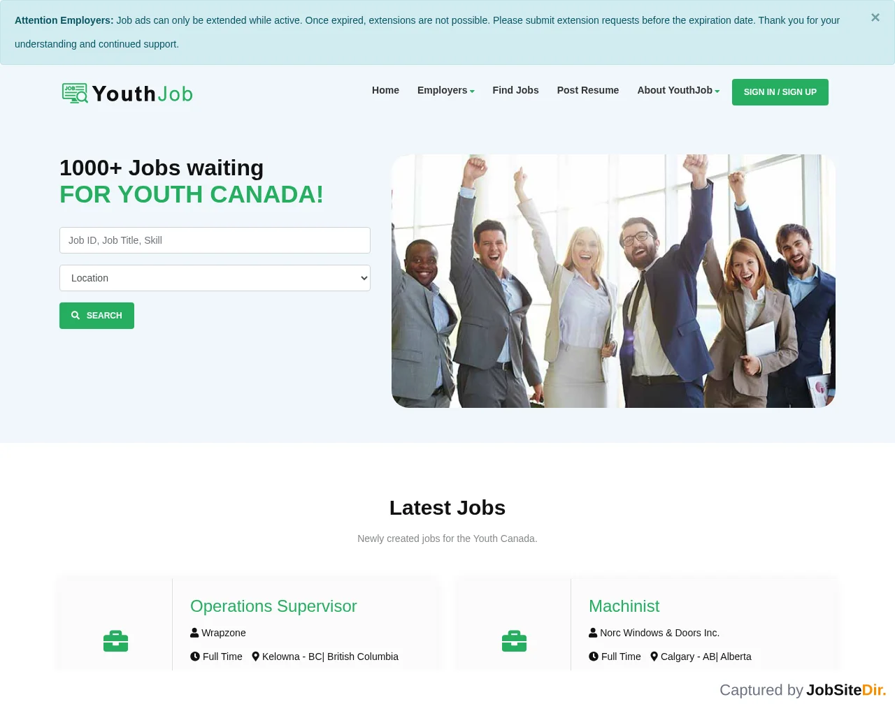 Youth Jobs Canada screenshot Youth Jobs Canada website screenshot