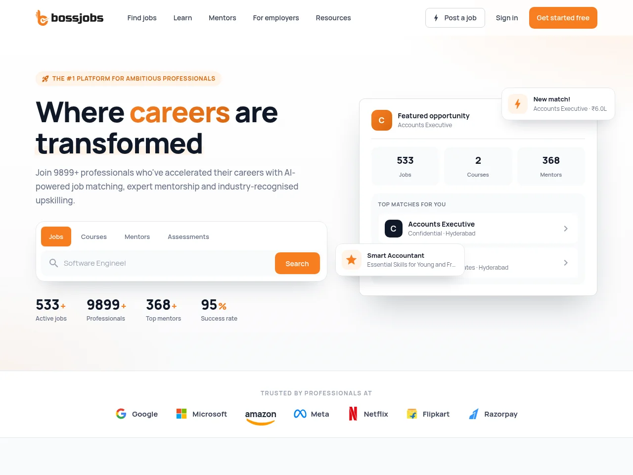 Bossjobs website screenshot
