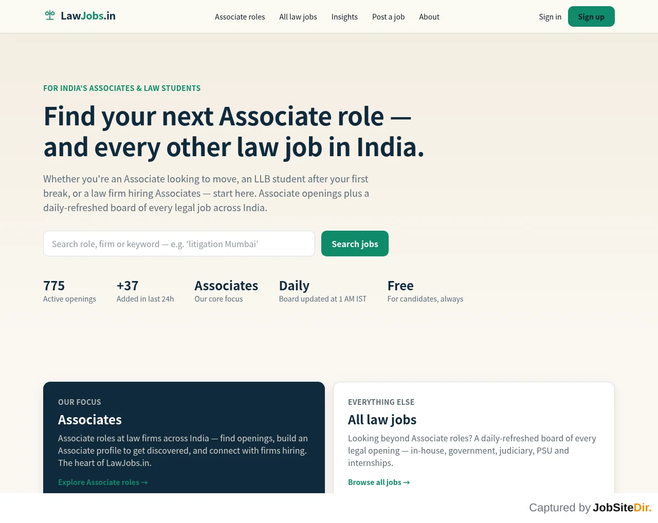 LawJobs website screenshot