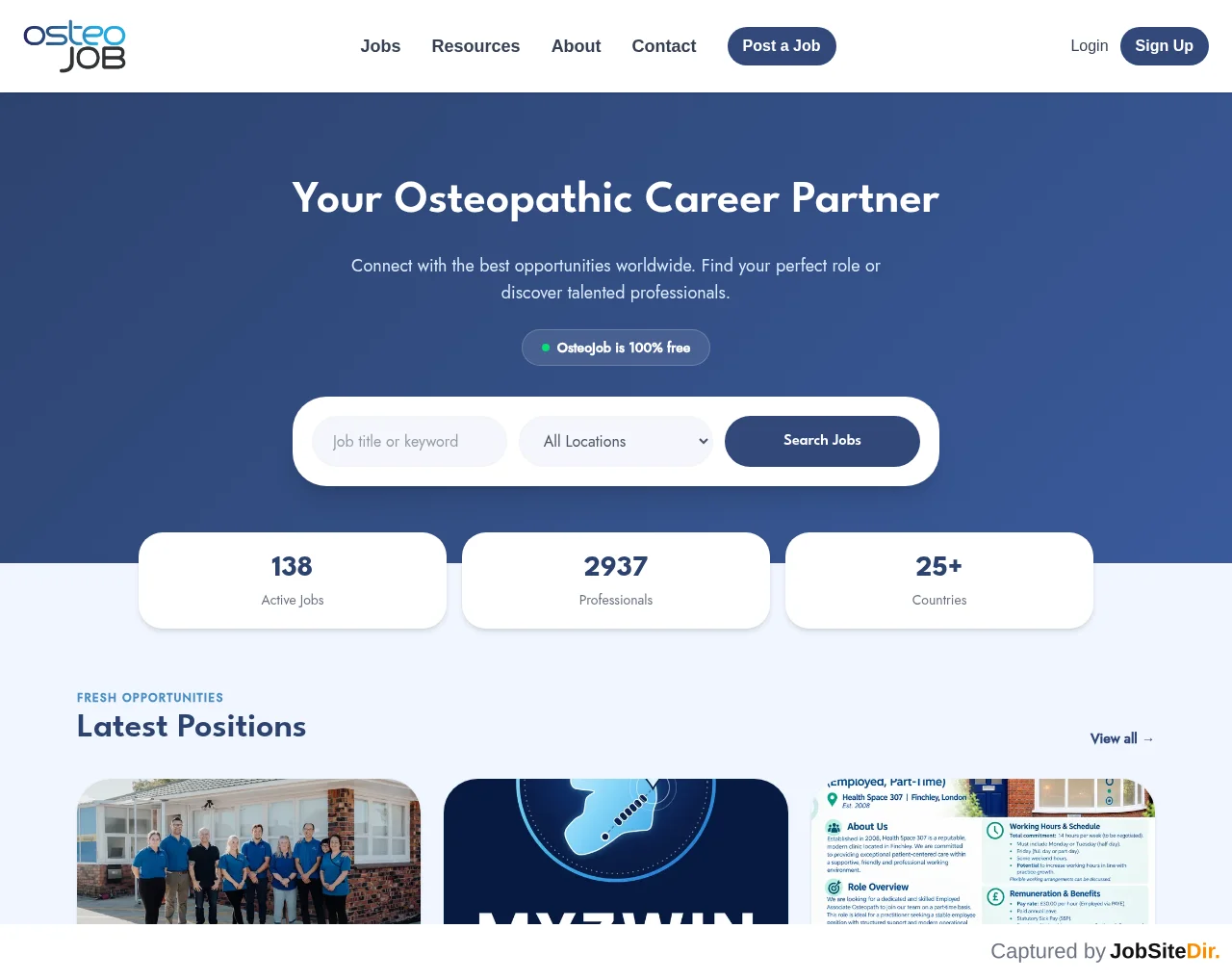 OsteoJob screenshot OsteoJob website screenshot