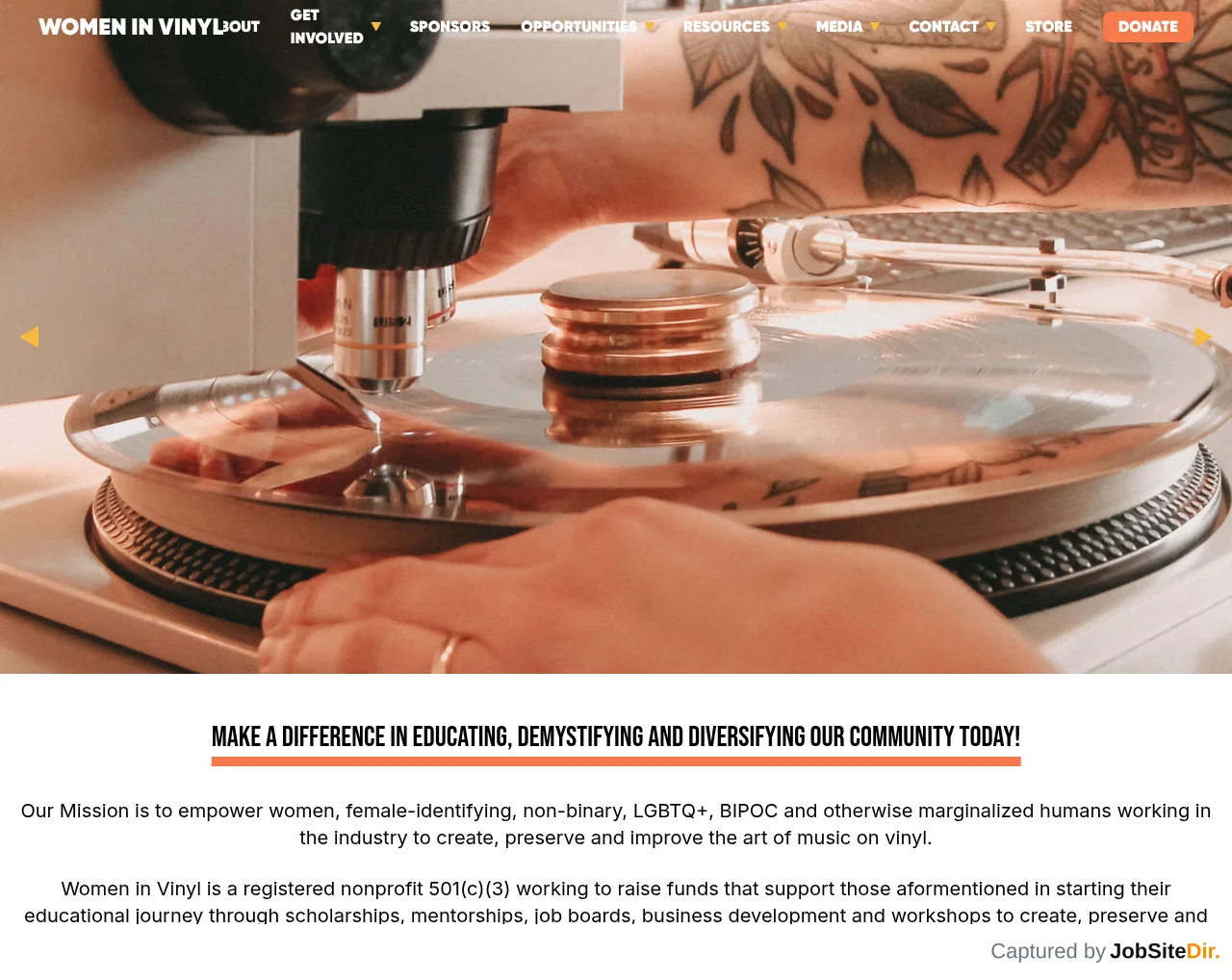 Women in Vinyl website screenshot