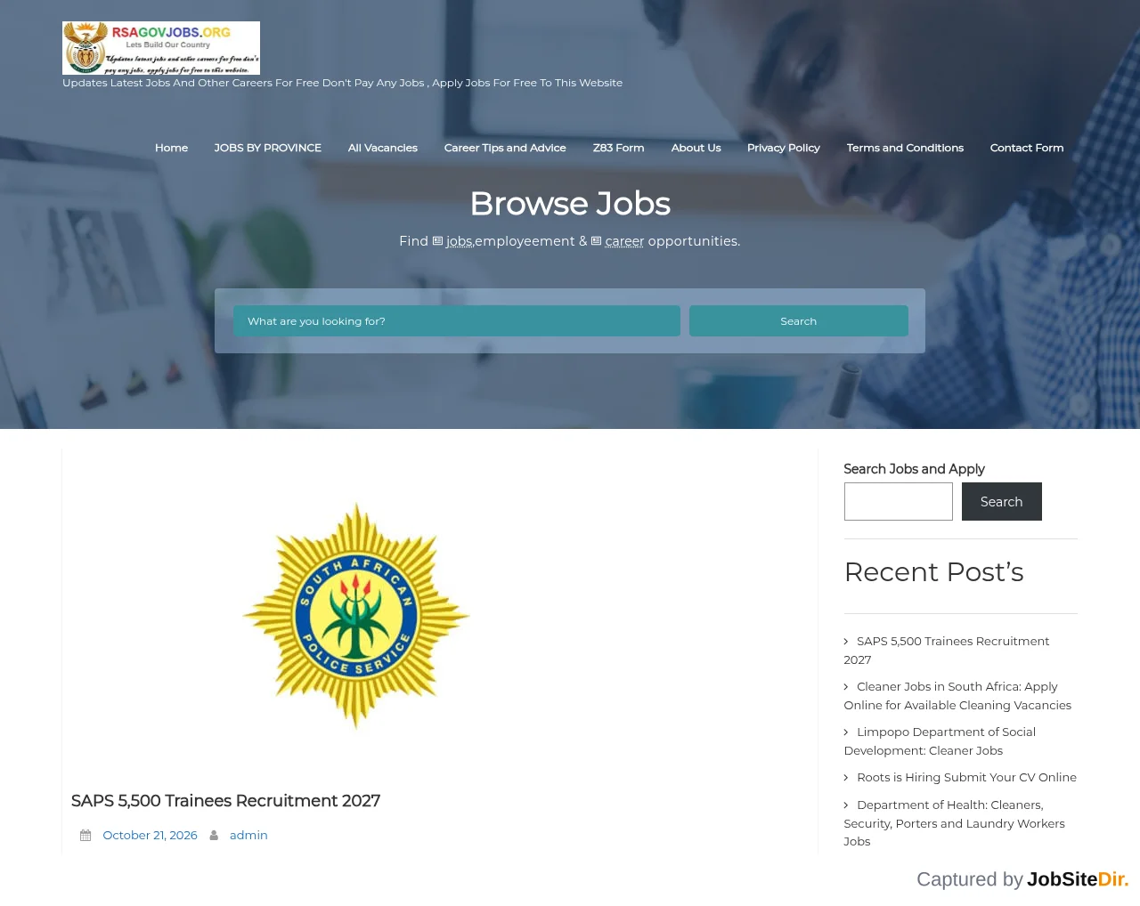 RSA Gov Jobs screenshot RSA Gov Jobs website screenshot
