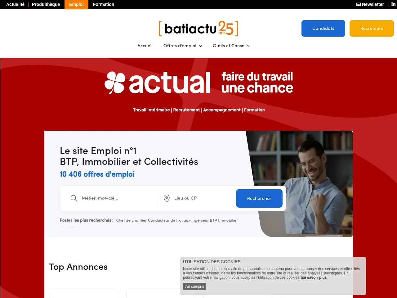 Batiactu Emploi website screenshot
