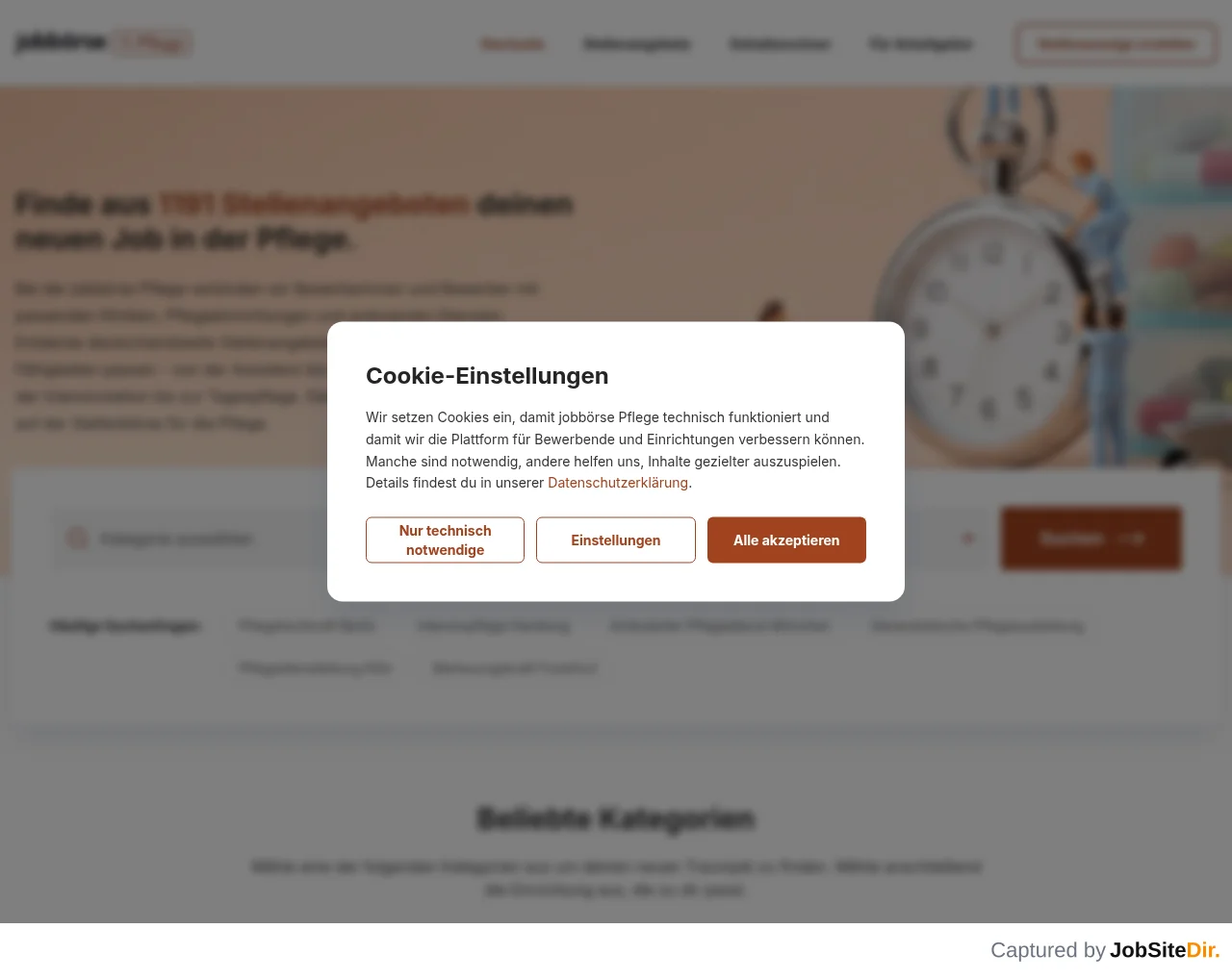 Jobbörse für die Pflege screenshot Jobbörse für die Pflege website screenshot
