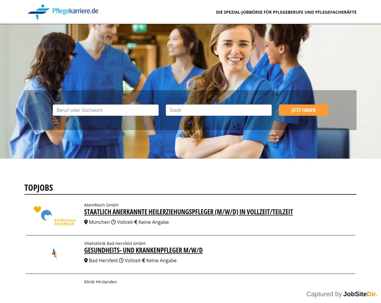 PflegeKarriere website screenshot