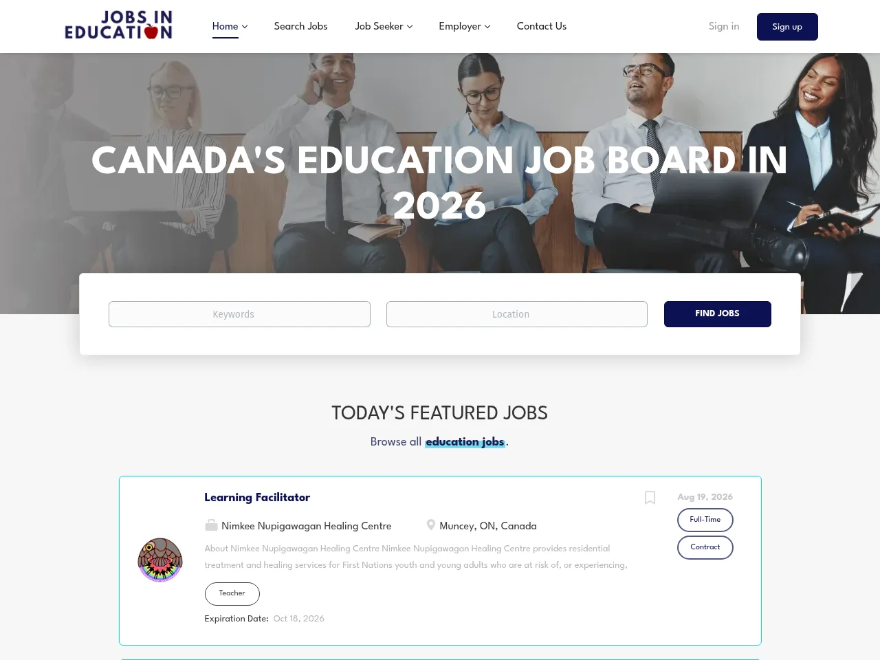 Jobs in Education screenshot Jobs in Education website screenshot