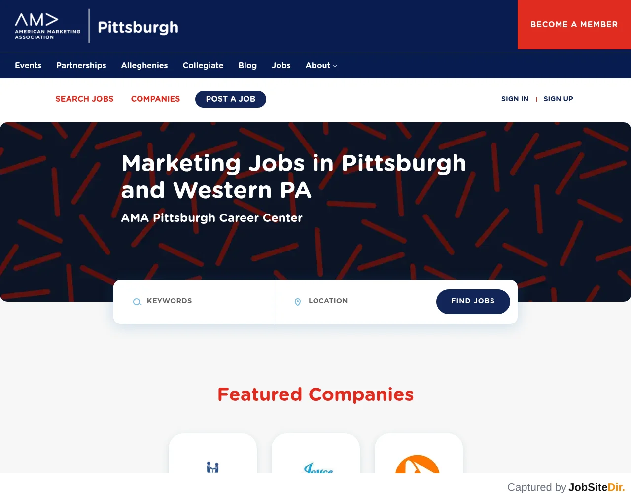 AMA Pittsburgh Career Center website screenshot