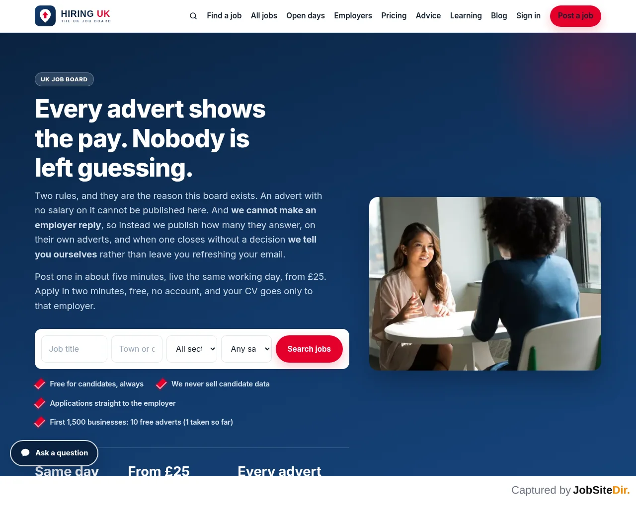 HIRING UK screenshot HIRING UK website screenshot