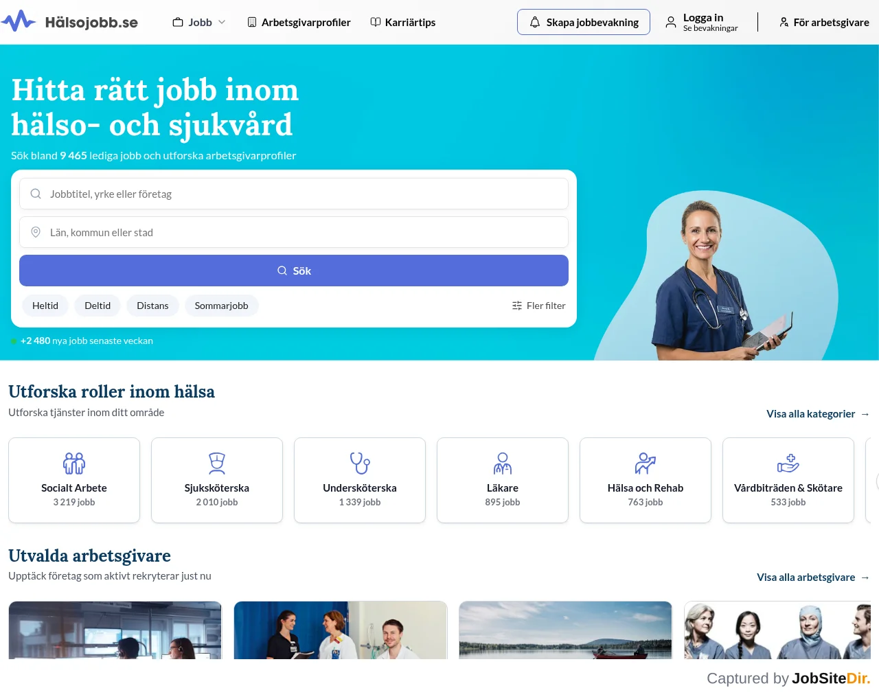 Hälsojobb screenshot Hälsojobb website screenshot