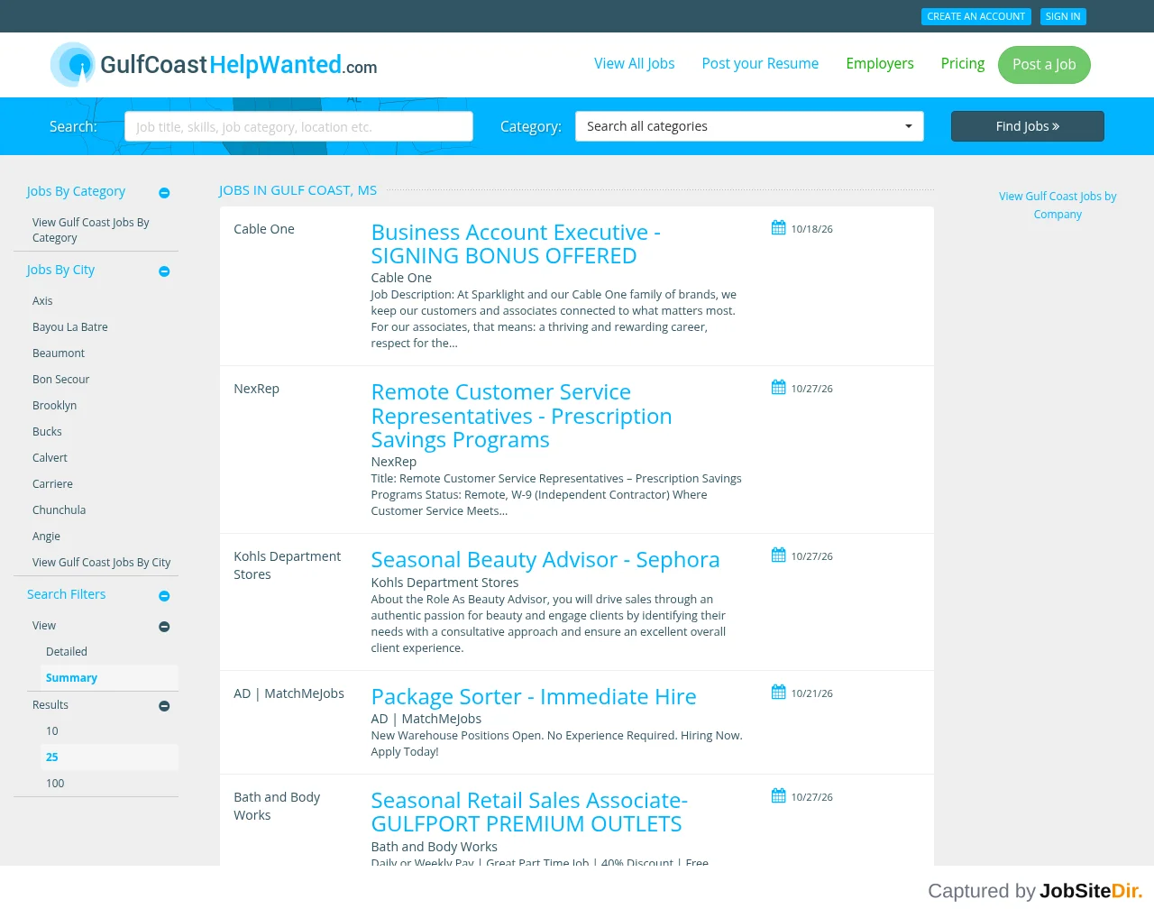 GulfCoastHelpWanted screenshot GulfCoastHelpWanted website screenshot