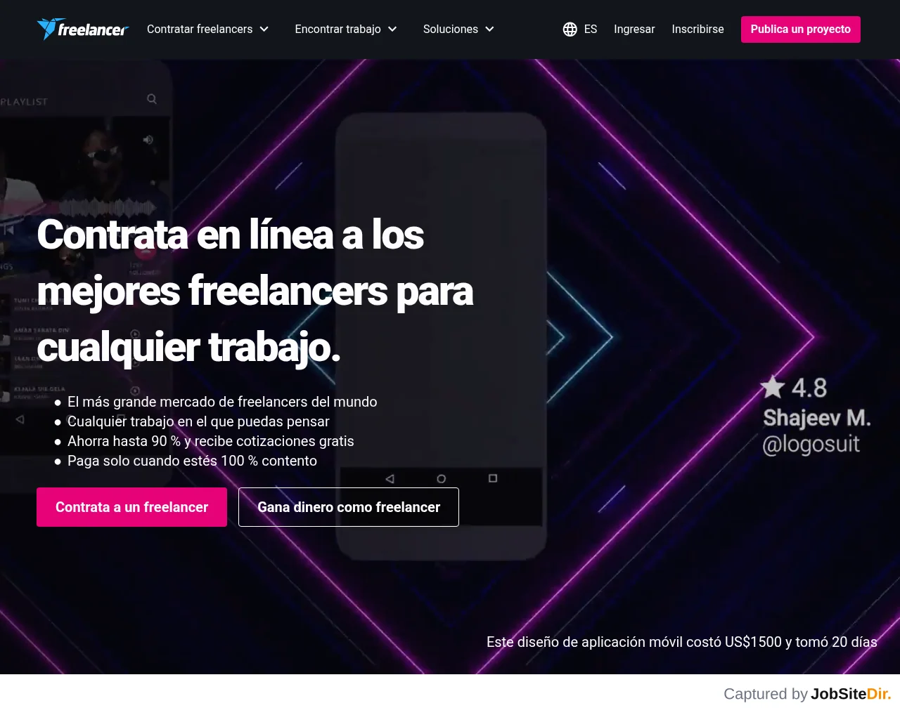 Freelancer screenshot Freelancer website screenshot