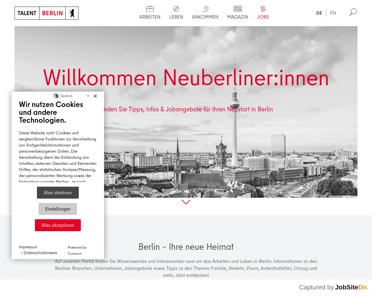 Talent Berlin website screenshot