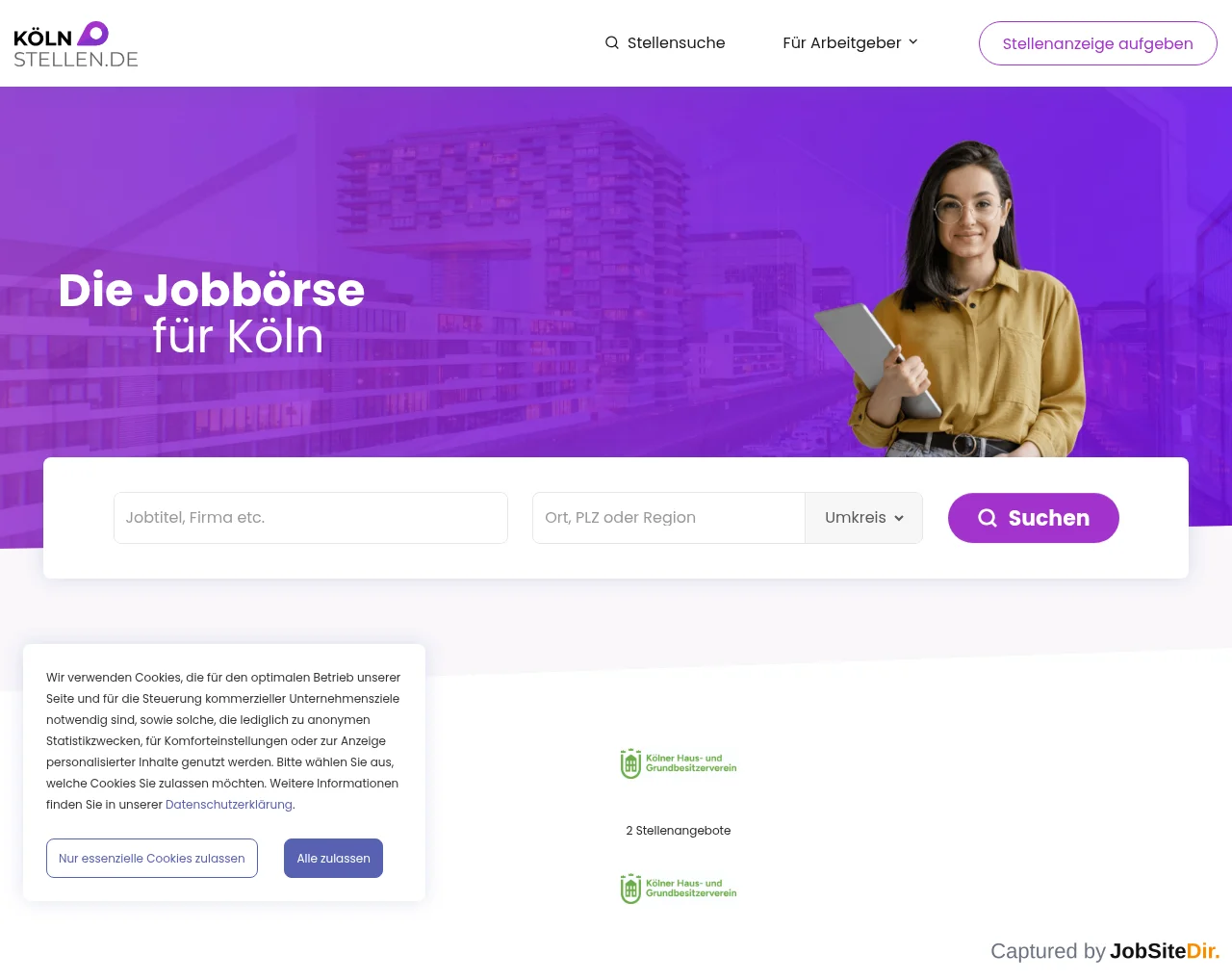 Koeln-Stellen website screenshot