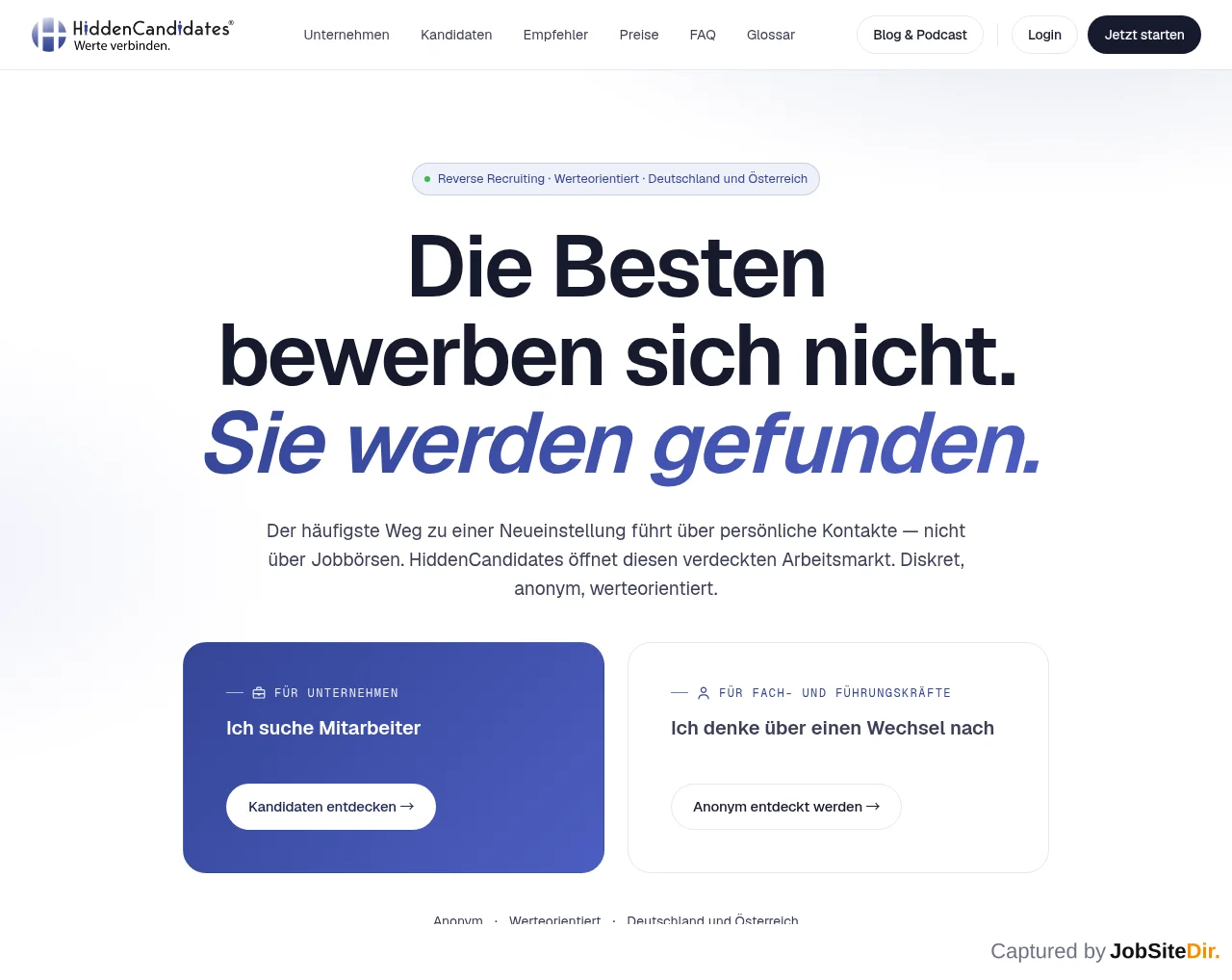 HiddenCandidates website screenshot