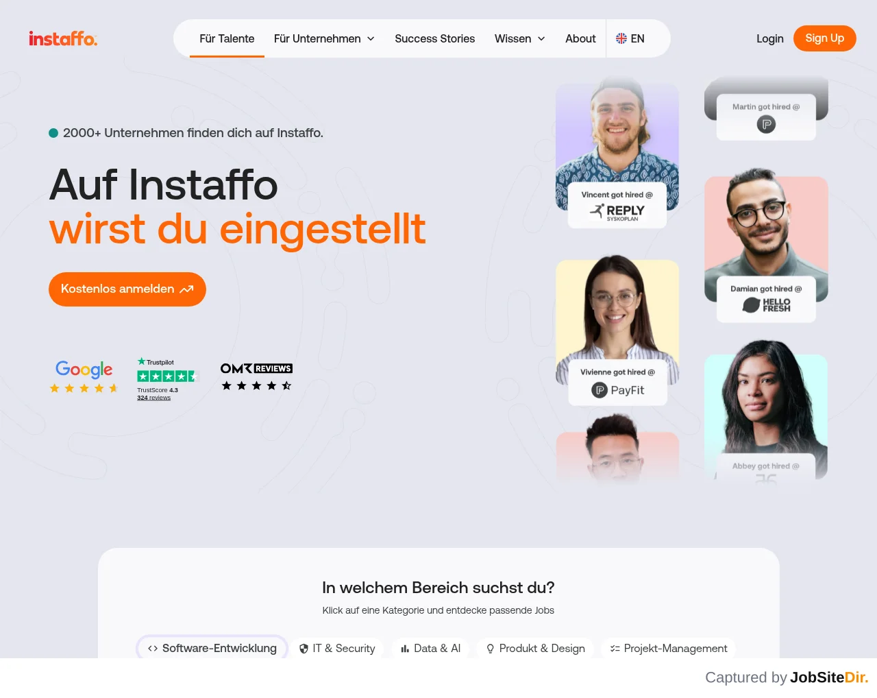 Instaffo website screenshot